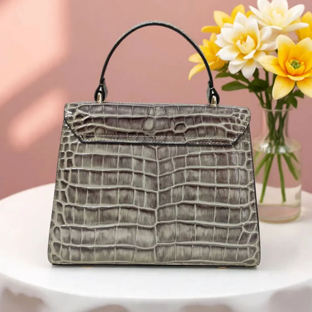 BORSA IN PELLE DI COCCODRILLO "SIDNEY"