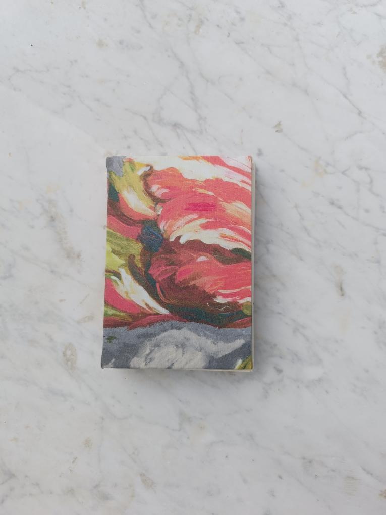 QUADERNO A6 COPERTINA IN STOFFA RICAMO CON PERLINE