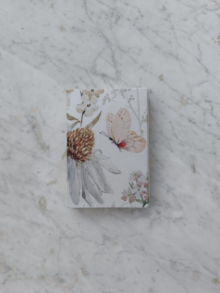 QUADERNO A6 COPERTINA IN STOFFA RICAMO CON PERLINE