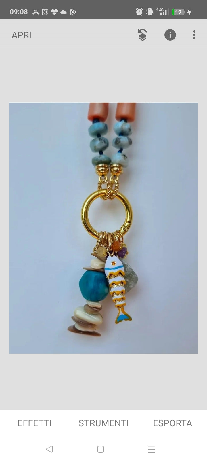 COLLANA CON CORALLO E LARIMAR